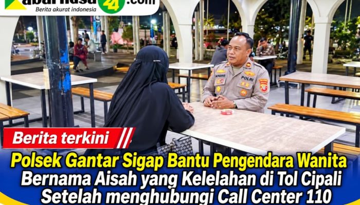 Polsek Gantar Sigap Bantu Pengendara Wanita Bernama Aisah yang Kelelahan di Tol Cipali Setelah menghubungi Call Center 110