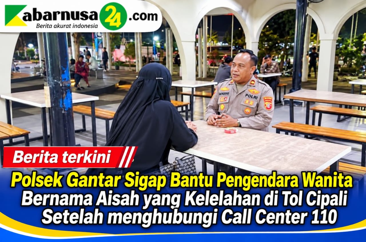 Polsek Gantar Sigap Bantu Pengendara Wanita Bernama Aisah yang Kelelahan di Tol Cipali Setelah menghubungi Call Center 110