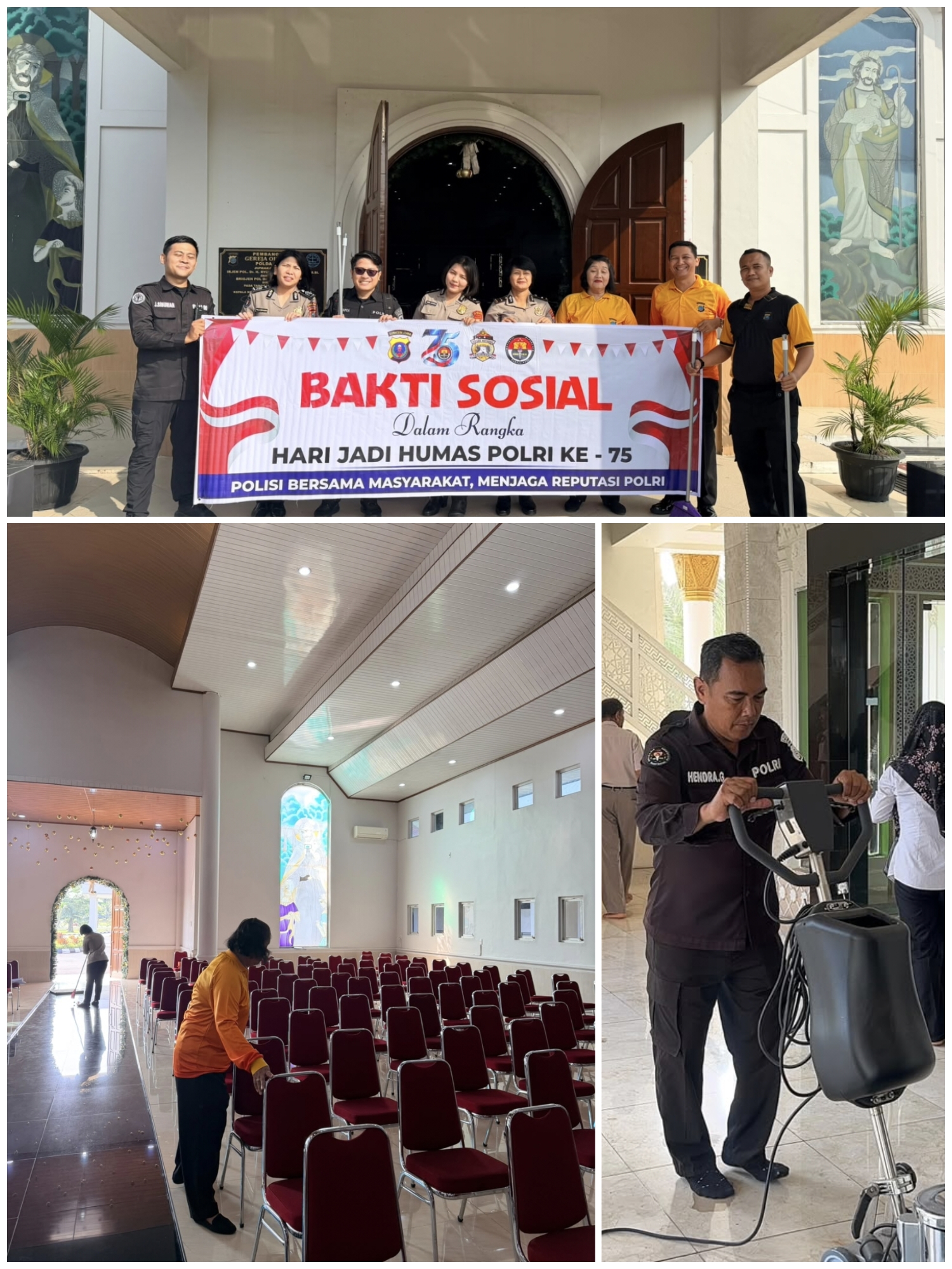 Sambut Hari Jadi Humas Polri ke-75, Bid Humas Polda Sumut Gelar Bakti Sosial Bersihkan Rumah Ibadah