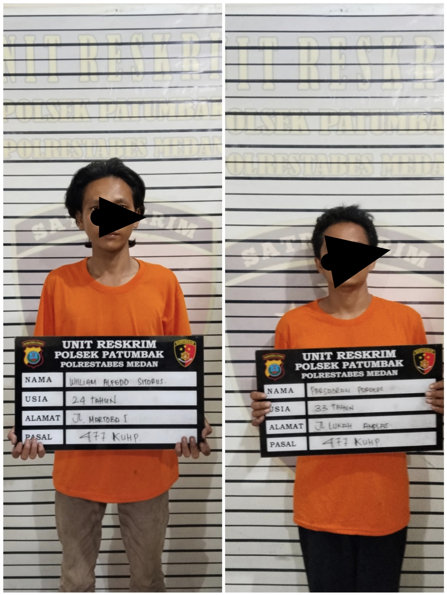 Gerak Cepat Patroli Siaga Reskrim Polsek Patumbak Ringkus Dua Pelaku Pencurian Ponsel Milik Driver Ojol