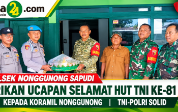Polsek Berikan Ucapan HUT TNI ke-81 kepada Koramil Nonggunong Sapudi