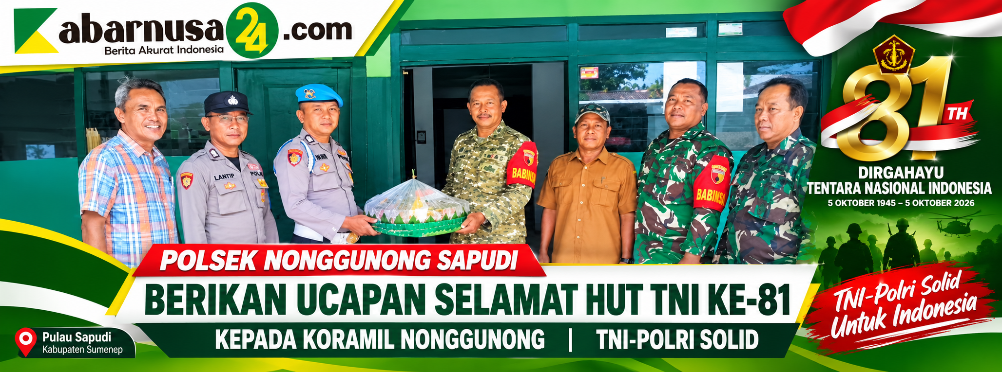 Polsek Berikan Ucapan HUT TNI ke-81 kepada Koramil Nonggunong Sapudi